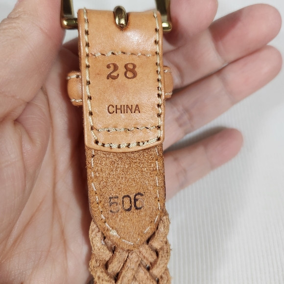 Tan Leather Belt with Brass Buckle - Picture 6 of 8